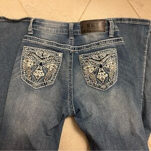Sky Women's Boot Cut Jeans with Embroidered Pockets